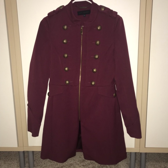 Steve Madden Jackets & Blazers - STEVE MADDEN - Maroon/Plum Button-Up Pea Coat NWOT